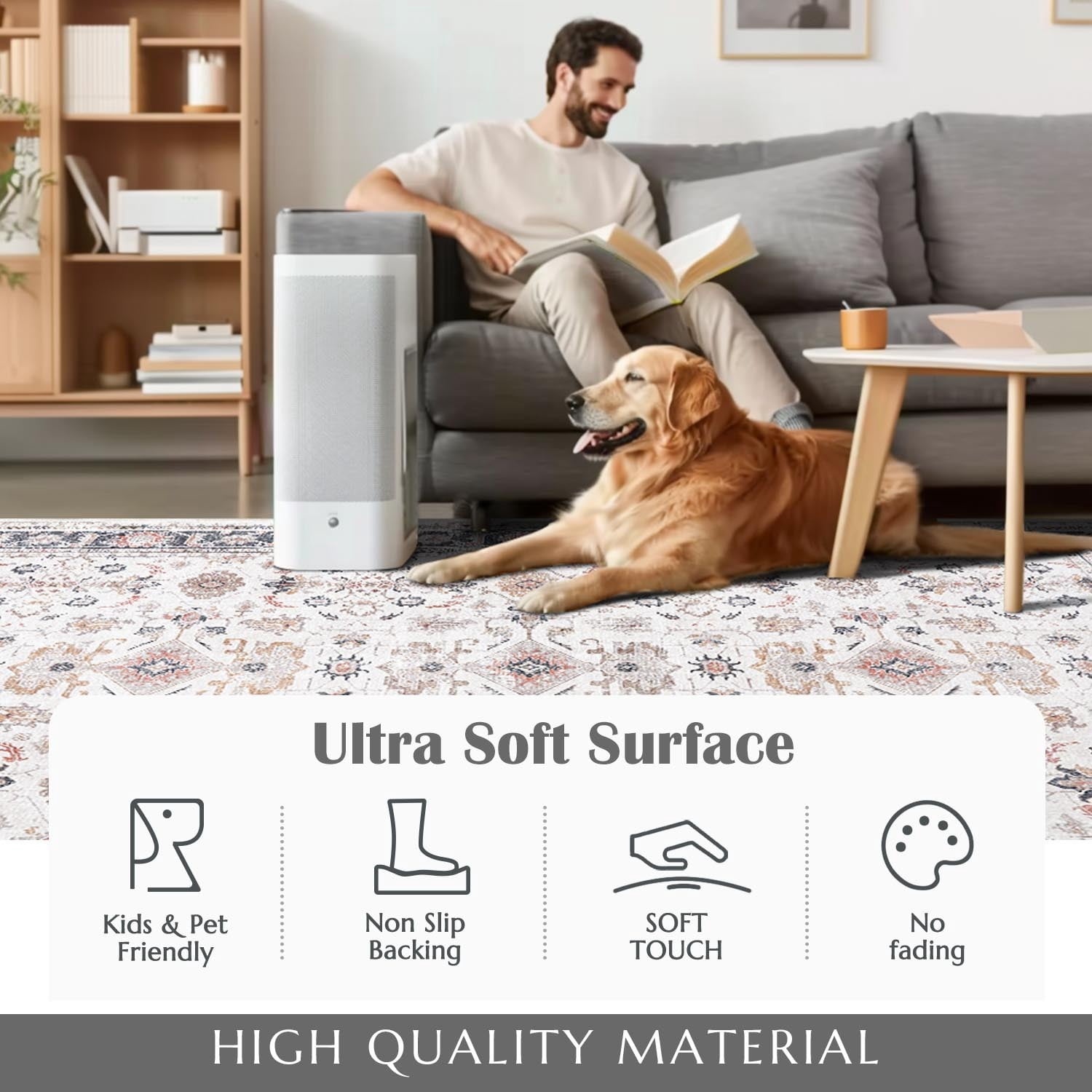 RUGKING Area Rugs 6X9 Taupe Vintage Persian Rug Floor Cover Low-pile Rug Traditional Floral Print Indoor Mat for Bathroom Doormat Bedroom Living Room