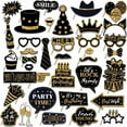 thumbnail image 2 of Party Decorations Clearance! 8.5 36 Pieces Black Golden Photo Booth Props for Birthday Wedding New Year Mix of Hats Lipstick Tie Crowns and More Funny Selfie Props, 2 of 9