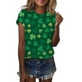 thumbnail image 2 of Fesfesfes Tshirts Shirts for Women Casual St. Patrick's Day Printed Short Sleeve Round Neck Pullover Blouse T-shirt Tops Sweatshirt for Women XL(US:10), 2 of 7