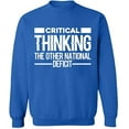 thumbnail image 2 of OXI Crewneck Sweatshirt - Critical Thinking,Basic Casual Sweatshirts for Men's and Women Fleece Sweatshirt Long Sleeve- Royal Blue Small, 2 of 2