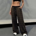 thumbnail image 4 of Bxsruta Women's Plaid Printed Elastic Waist Wide Leg Pants, Linen Blend for Casual Everyday Wear with Pockets, 4 of 8