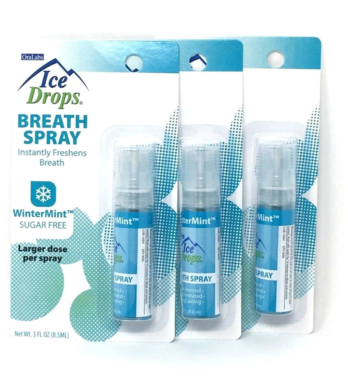 OraLab Ice Drops Breath Spray WinterMint Sugar Free Made in USA (Pack