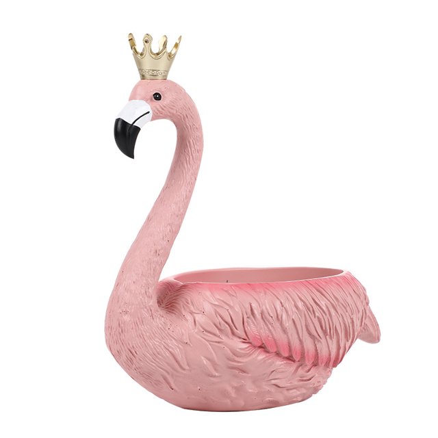 Figuras de flamencos de resina TUNC Adorno de animales Estatua de pájaros Maceta suculenta Sencillez