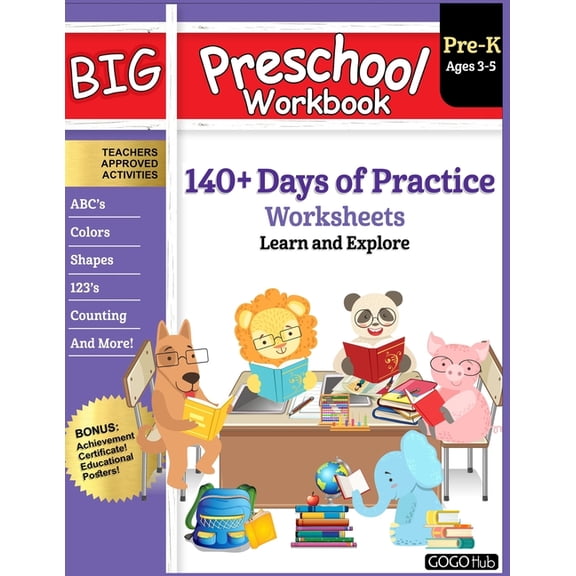 Big Preschool Workbook: Ages 3 - 5, 140  Days of PreK Learning Materials, Fun Homeschool Curriculum Activities Help Pre , (Paperback)