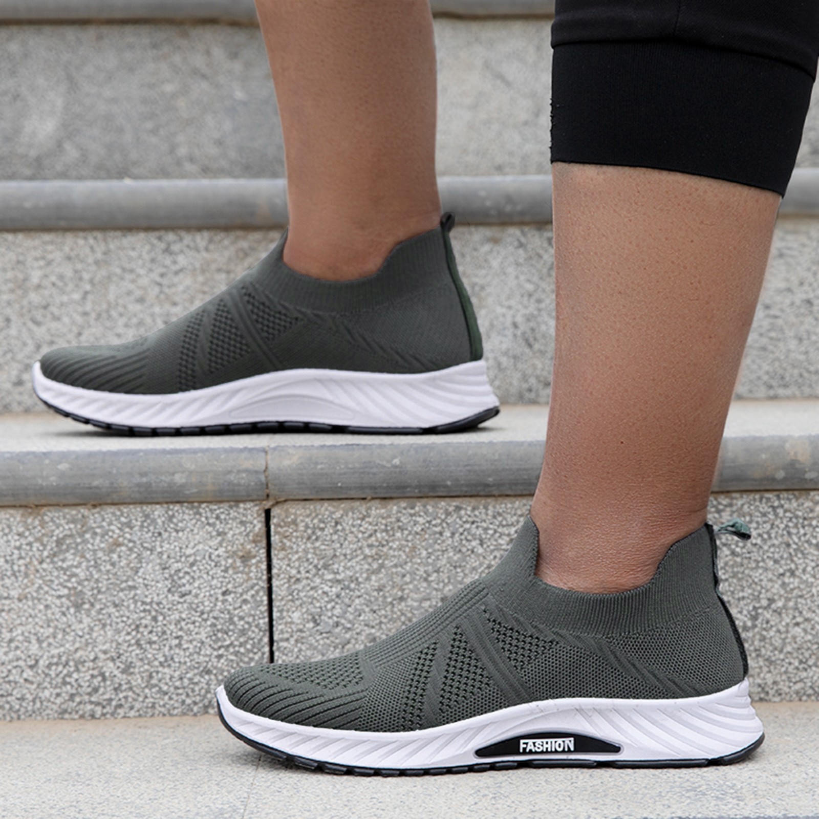 Dakaela Mens Hands Free Slip on Shoes Lightweight Walking Sneakers Mesh Breathable Casual Shoes Grey 10.5