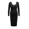 thumbnail image 4 of Robe de Maternité à Manches Longues, Col en V, Tricot Extensible, Robe Chandail, Vêtements de Grossesse, Robe Décontractée pour Femme, Noir, P, 4 of 4