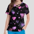 thumbnail image 4 of Womens Valentines Scrub Tops Hoilday Criss Cross V Neck Cute Love Heart Printed Scrubs Casual Short Sleeve Scrub Shirts Nursing Uniform Medical Nurse Workwear with Pockets Light Purple L, 4 of 4