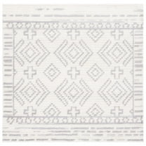 SAFAVIEH Marrakesh Kenrick Medallion Polyester Area Rug, Ivory/Grey, 6'7" x 6'7" Square
