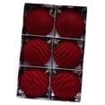 thumbnail image 3 of 6 bolas navideñas de 3 pulgadas con flocado, colgantes decorativos versátiles para decoración navideña, accesorios para fiestas en hogar. Rojo, 3 of 8