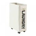 thumbnail image 1 of 22-Inches Rolling Slim Laundry Hamper on Wheels Clothes Basket Tall Thin Dirty Clothes Bin Storage Basket Organizer Sorter Bedroom Bathroom 15.4×7.8×22 in ( Beige), 1 of 8