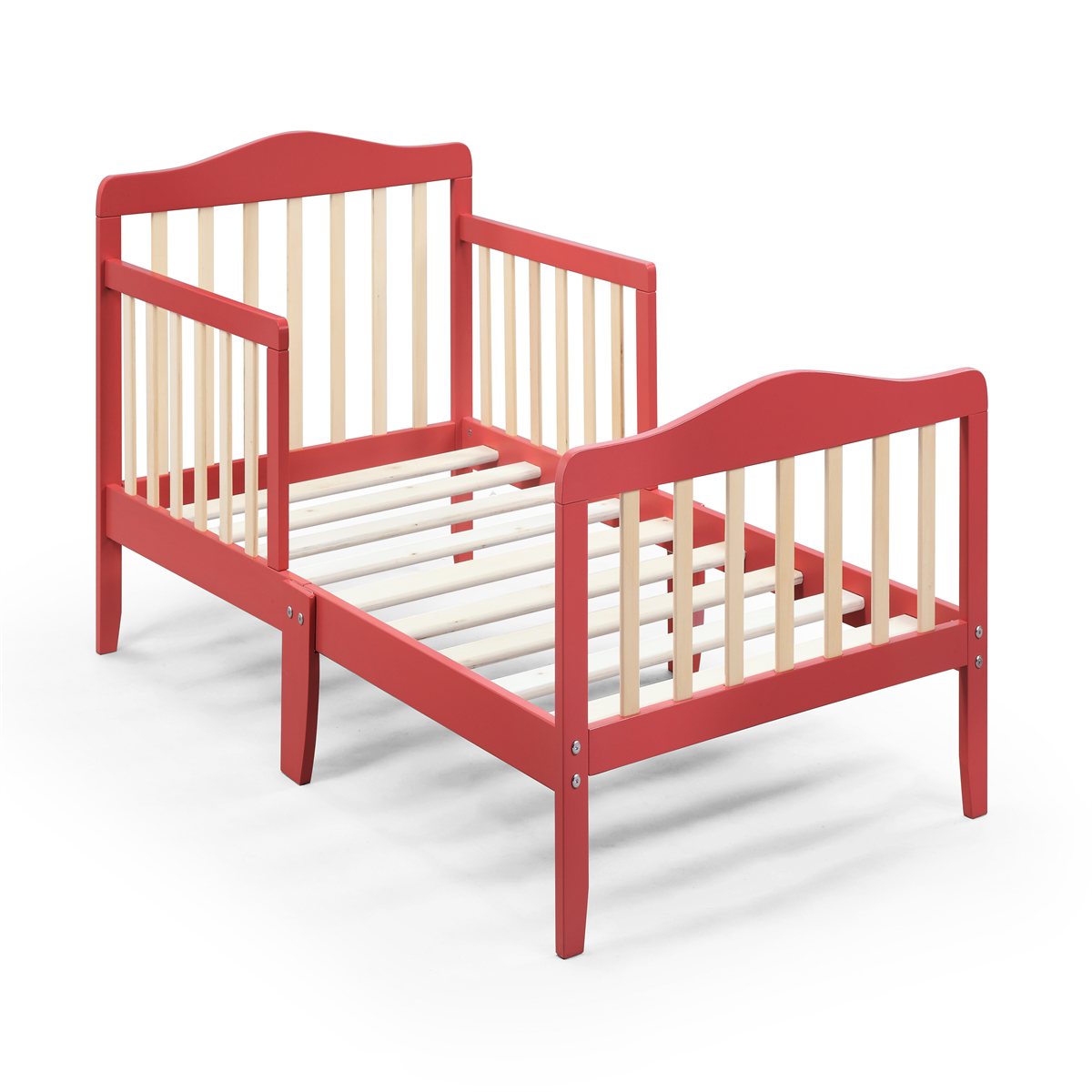 Cterwk Solid Wood Toddler Bed, Red