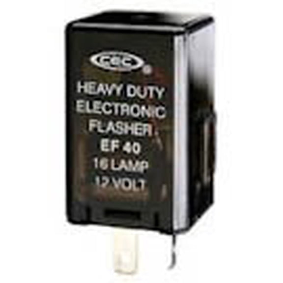CEC Industries EF40 Electronic Turn Signal Flasher Relay, 2 Prongs, 12 Volts