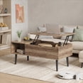 thumbnail image 4 of edx Adjustable Height Wooden Coffee Table with Hidden Compartments and Shelves - Perfect for Small Homes, Apartments, Reception Rooms, Wood Grain, 4 of 11