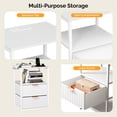 thumbnail image 3 of Ktaxon 2pc Nightstand with Charging Station End Table with 2 Fabric Drawers Bedside Table Furniture for Bedroom, Living Room, Fluted White Wave Design, 3 of 10