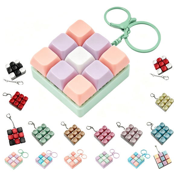 9-in-1 Clicky Keyboard Fidget, Keyboard Fidget Toy, Funny Keyboards Fidgets Keychain Toy, Detachable Reconfigurable Finger Clicker Button Decompression Gifts, Portable Fidgets Clicker