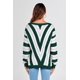thumbnail image 2 of Suéter PRETTYGARDEN de rayas con cuello en V, color verde oscuro, talla XL, 2 of 7