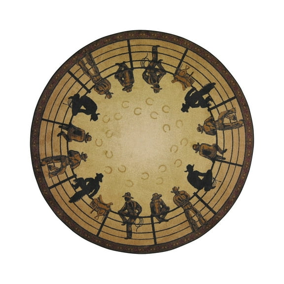 Breaking Horses 5'4" Round Area Rug In Color Multi