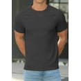 thumbnail image 2 of Iceglad Mens Waffle Crew Neck Shirts Slim Fit Short Sleeve Casual T-Shirt Dark Gray M, 2 of 10
