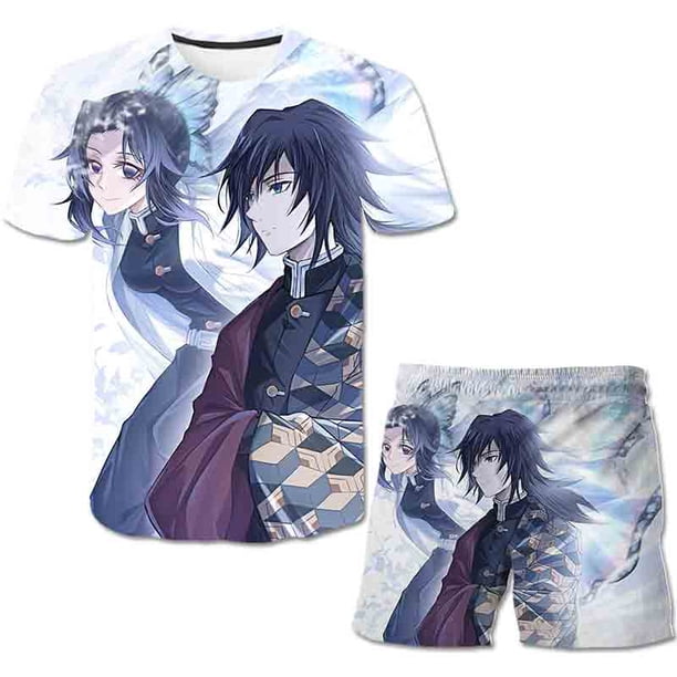 Bebé niños niñas Demon Slayer conjuntos verano niños ocio 2 piezas ropa trajes camisetas + Pantalones cortos ropa de impresión Outfits12M Gao Jinjia LED
