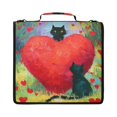 thumbnail image 2 of Heart-black Cats Printed Zipper Binder with Handle&Shoulder Strap 2 inch 3 Ring 500+300 Sheet Capacity File Folder Organizer, 2 of 8