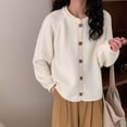 thumbnail image 1 of Korean Style Autumn and Winter New Simple Solid Color All-match Retro Knitted Cardigan Loose Lazy Style Sweater Jacket for Women, 1 of 6