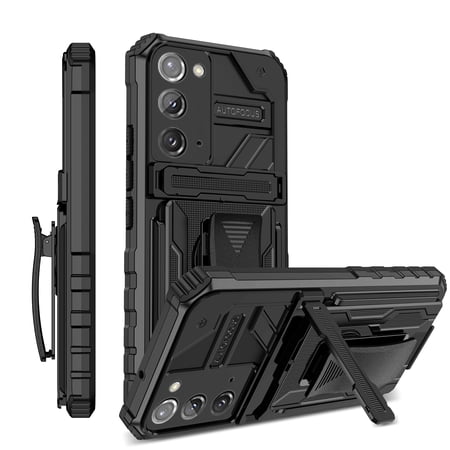 For Samsung Note 20 Case with Belt Clip Holster, Heavy Duty Military Grade Drop Protective, 360掳 Rotating Kickstand Shockproof TPU Shell Durable Rugged Cover For Samsung Galaxy Note 20, Black