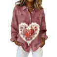 thumbnail image 2 of Dwralegc Valentines Shirt for Women Button Down Long Sleeve Clothes Lightweight Plus Heart Graphic Tops Plus Size Loose Holiday Shirts Light pink M, 2 of 5