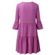 thumbnail image 5 of Puntoco Vestido De Manga Corta Con Cuello En V, Vestido De Color Sólido Con Empalme De Encaje De Verano Para Mujer, Cuello Redondo, Manga Tres Cuartos, Color Morado Xxxl, 5 of 6