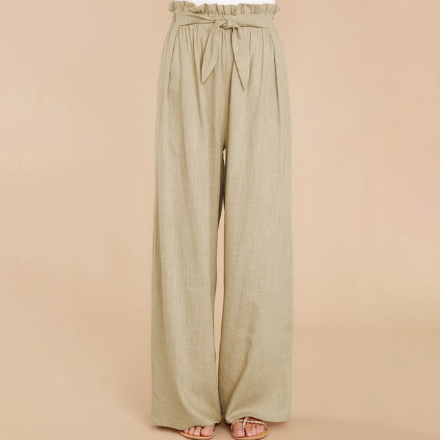 Pantalones Largos De Mujer, Pantalones Casuales De Cintura Alta Para Mujer Con Cinturón Para La Vida Diaria ANGGREK Otros