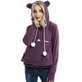 thumbnail image 4 of Gibobby Sudadera mujers larga Suéter de otoño e invierno para mujer, suéter holgado de lana con capucha para mascotas, suéter para gatos y perros con bolsa grande, sudaderas suaves （Morado， M), 4 of 5