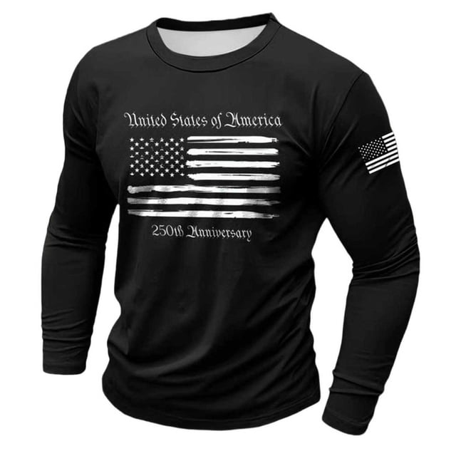 T-shirt Graphique à Manches Longues pour un Usage Quotidien Décontracté - Style Voyage Commémoratif, Haut Doux, Garde-Robe pour Hommes