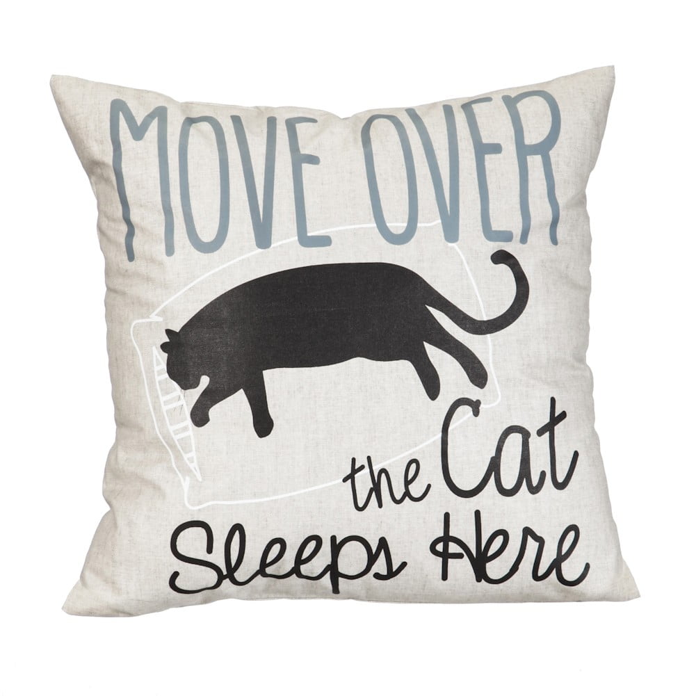 Cat Throw Pillow Move Over the Cat Sleeps Here Large 18" Square