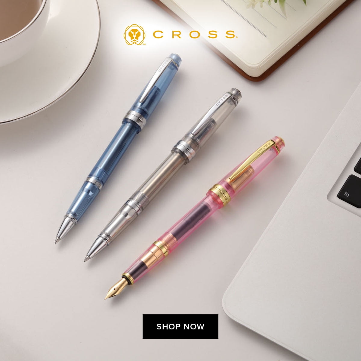 Cross Bailey Light Translucent Clear Resin with Bright Chrome Internal Mechanism and Chrome-plated Appointments Rollerball Pen