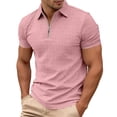 thumbnail image 5 of Short Sleeve Polo Shirts for Men Summer Casual Quarter Zipper Collared Textured Plain Tshirts Work Shirts Golf Shirt, 5 of 5