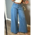 thumbnail image 4 of Women's Loose Fit Wide Leg Jeans Lightweight  Denim Pants With Zip & Button Closure Non-Stretch Casual Elegant Trousers For Mature Style, 4 of 7