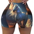 thumbnail image 2 of Susaid Starry Light White Horse Print Intensify Workout Shorts for Women Seamless Scrunch Short Gym Yoga Running Sport Active Exercise Fitness Shorts-XX-Large, 2 of 8
