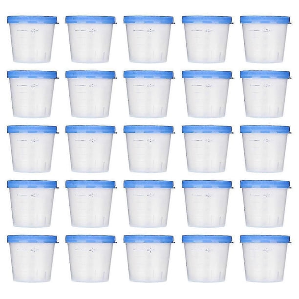 50 vasos de orina de 40 ml, vasos de orina estériles de plástico, vasos de recolección de muestras con tapas, recipientes para orina, recipientes para muestras, accesorios para pruebas de orina (rand)