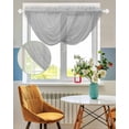 thumbnail image 3 of Grey Sheer Waterfall Valance Curtains for Window, Modern Pure Gray Rod Pocket Sheer Topper Swag Curtains for Living Room, Kitchen 38.5"W x 47.2"L, 3 Panels, 3 of 7