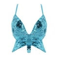 thumbnail image 2 of Razzly Sparkly Sequin Bandage Crop Top Women's Dance Vest Bra Belly Outfit Shiny(Sky Blue,One Size), 2 of 6