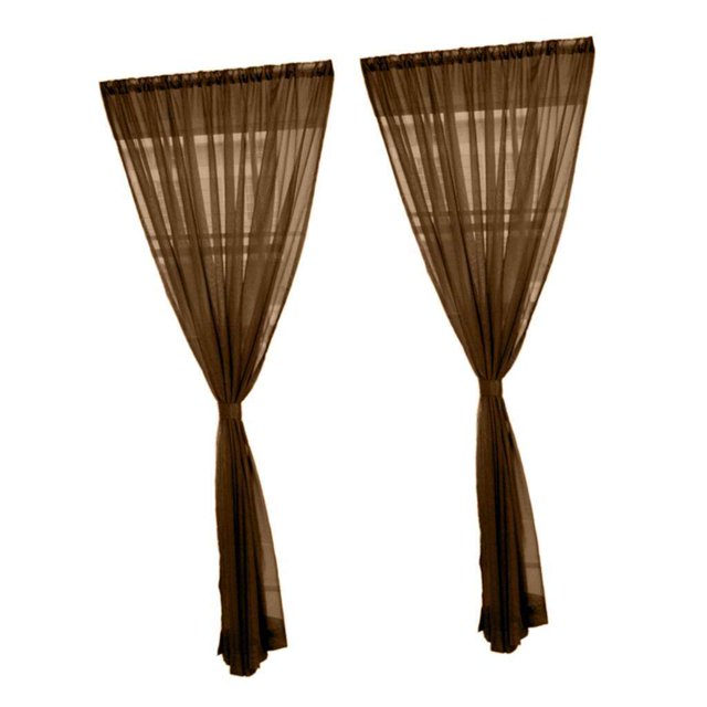 ziyahi 2 Panel Kitchen Curtain Sheer Door Valance Kitchen Curtain Window Voile Drape Coffee - 200x270cm