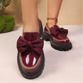 thumbnail image 6 of XUNKUSGA Loafers for Women Cute Bowknot Round Toe Leather Dress Shoes Fashion Color Block Thick Heel Anti Slip Womens Slip On Shoes for Work Daily,Red,6.5, 6 of 9