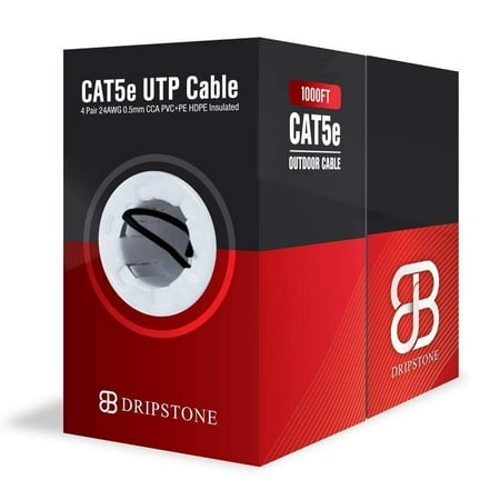 24awg Pull Box - Dripstone 1000ft CAT5e Outdoor Direct Burial Solid Cable 24AWG Waterproof Wire HDPE Insulated Polyethylene (PE) for Indoor/Outdoor Easy Pull Box
