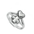 thumbnail image 4 of Antiqued Heart Cross Love Christ Ring .925 Sterling Silver Band Jewelry Female Male Unisex Size 7, 4 of 4