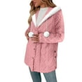 thumbnail image 4 of Winter Jackets For Women Sevevn Women's Winter Double-Sided Fleece Long-Sleeved Button Hooded Warm Jacket, 4 of 8
