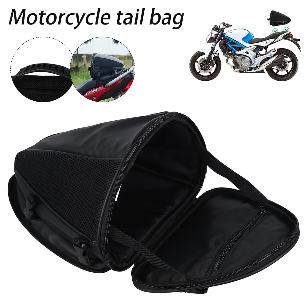PU Leather Motorcycle  Tail Bag Helmet Luggage Waterproof Reflective Storage 