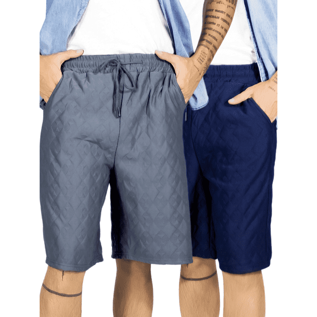 Pack de 2 Shorts Hombre Casual Cintura Ajustable Detalles Texturizados Diseño Moderno