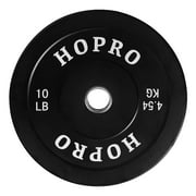 BalanceFrom HOPRO Olympic Bumper Plate Weight Plate with Steel Hub, Black, 10 lbs, Single