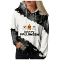 thumbnail image 3 of Kaprioy Halloween Sweatshirts for Women Pullover Sweatshirt Drawstring Fall Fashion Spooky Spider Printed Hoodie Long Sleeve Tops with Pocket Gold, L, 3 of 6