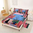 thumbnail image 2 of jejeloiu Coastal Black Cat Full Size Sheets Kids,Colorful Oil Painting Bed Sheets For Girl,4 Pieces, 2 of 6