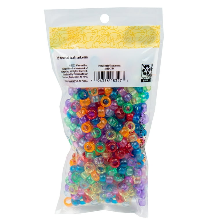 White Plastic Pony Beads Value Pack, 6mm x 8mm, 500 Pieces